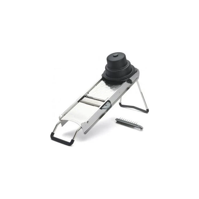 De Buyer 2014.00 La Mandoline Access Mandolina in Acciaio Inox doppia lama liscia e ondulata regolabile ultrafine 10 mm colore Inox