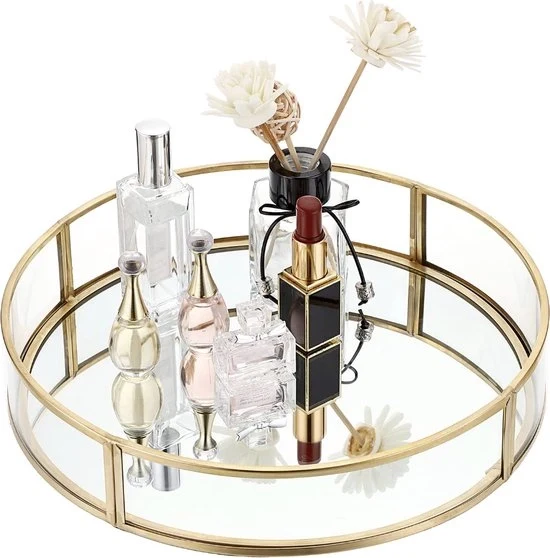 Piattaforma Parfum - Giallo - Rond - Metallo e Vetro - 24L x 5B x 24H cm