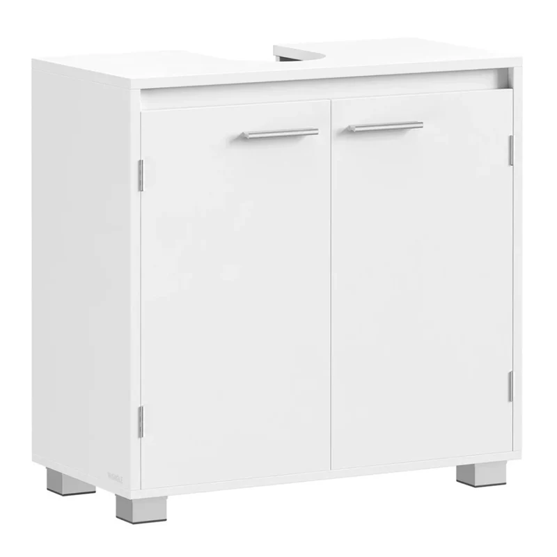 Mobile bagno con 2 vani dietro ante per vari tipi di lavabi con gambe 30 x 60 x 60 cm bianco 12_0006535
