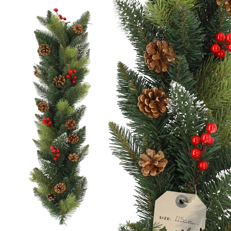 Ghirlanda natalizia artificiale KADAX con albero di Natale, catena densa e coni, alta qualità, 115 cm