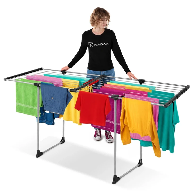 KADAX Grande XXL Stendibiancheria verticale in acciaio resistente 20M per vestiti e biancheria intima