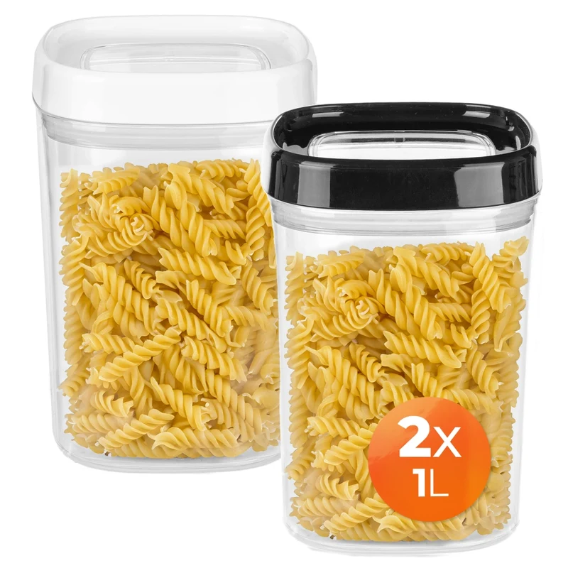 Contenitore per alimenti KADAX per prodotti sfusi, pasta, pasta, coperchio in plastica, set da 1 litro
