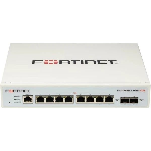 Fortiswitch-108f-fpoe switch l2+ management con 8 porte ge + 2 p. sfp + 1 p. poe - power budget 130w - FS-108F-FPOE