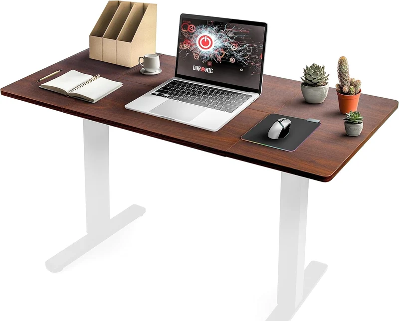 Duronic TT160 WT Piano scrivania  Ripiano scrivania 160x60x1,9cm- Compatibile con telai da scrivania Duronic | Piano di lavoro per ufficio ergonomico | Noce
