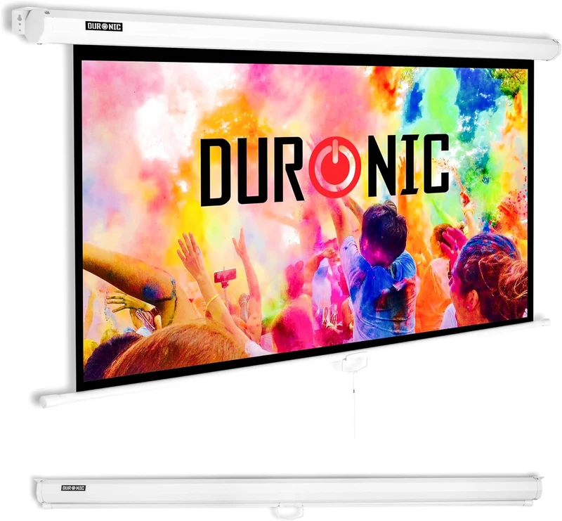Duronic MPS80 16:9 Telo Proiettore 80 pollici, Schermo per proiettore, Telo da proiezione interno esterno, Home theater cinema Full HD 3D 4K, Schermo di proiezione anti pieghe per casa ufficio scuola