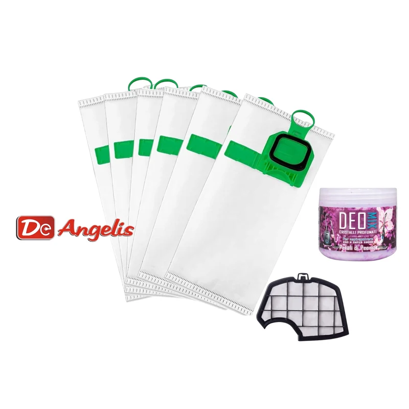 Kit risparmio: sacchetti vk140/150 + griglia motore + cristalli profumati DeoMix