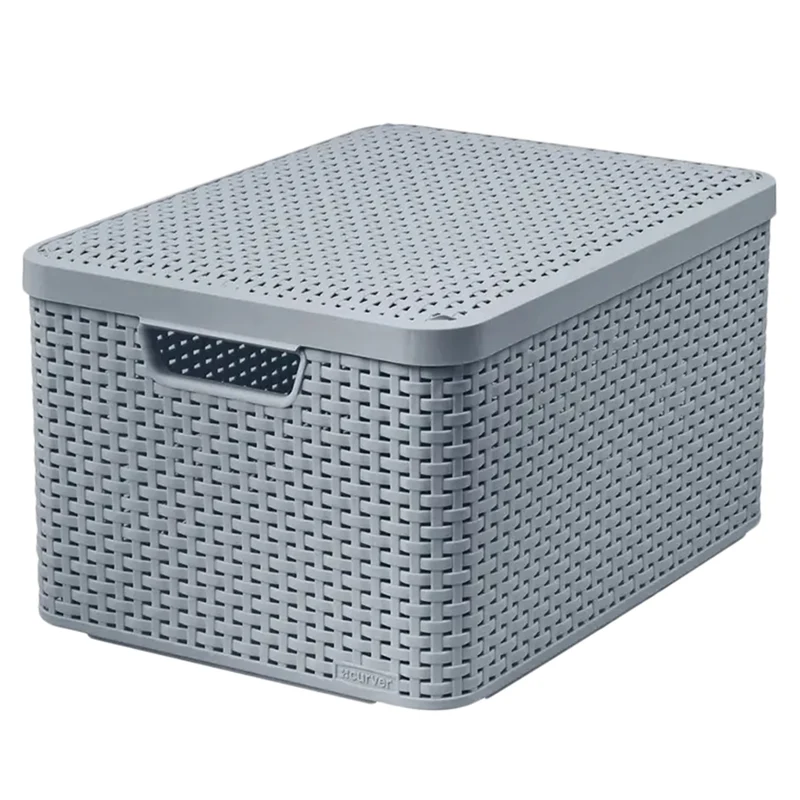Cestino Curver con coperchio, multiuso, 30 litri, grigio chiaro, Style L