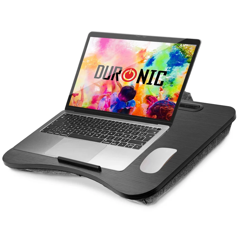 Duronic DML432 Supporto Laptop con imbottitura | Piattaforma Tablet con cuscino e maniglia integrata | Scrivania portatile | Vassoio ergonomico per letto, divano e auto