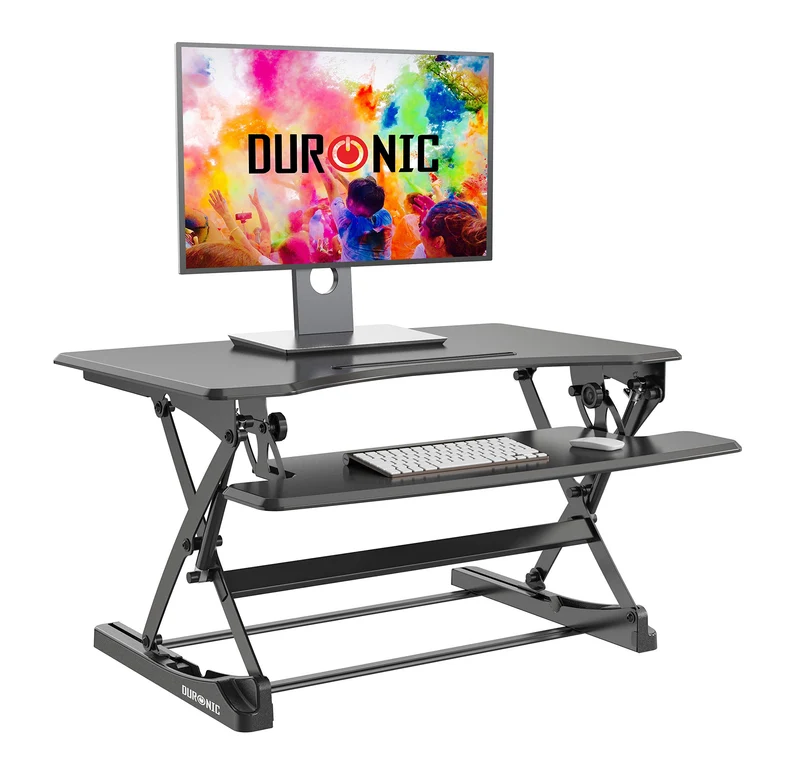 Duronic DM05D23 BK Postazione da Lavoro per Computer  Ampia piattaforma 90 x 57 cm  Altezza regolabile 15 a 59 cm  Scrivania regolabile per Monitor, tastiera, Laptop