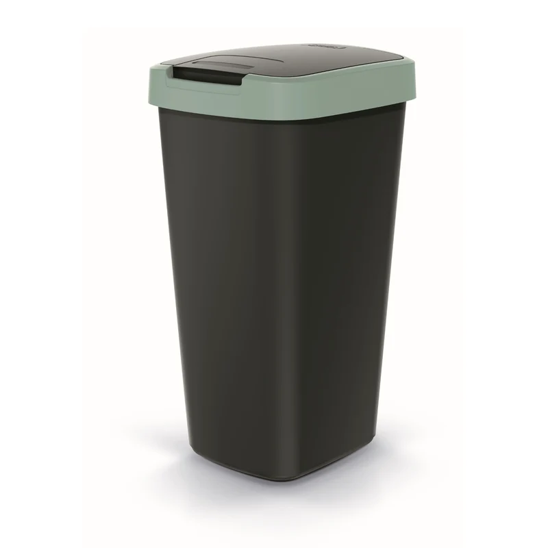 Keden COMPACTA Q Cestino per rifiuti con sportello - nero con cornice verde