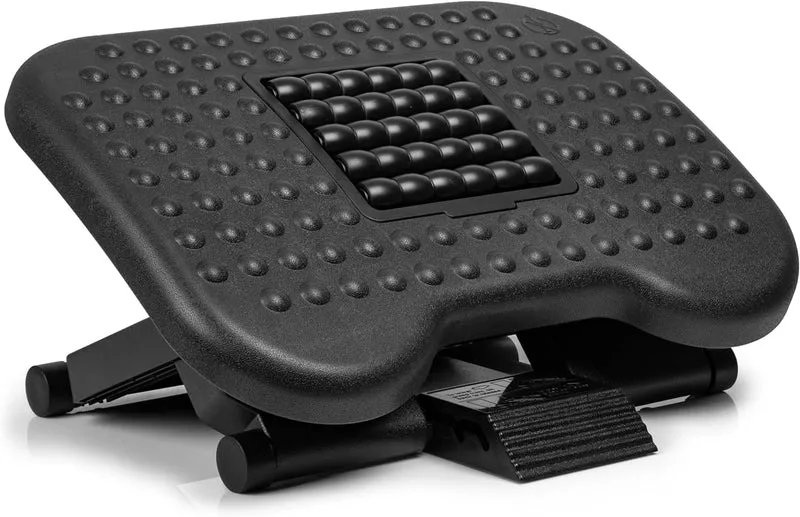 Duronic FT03 Poggiapiedi Ergonomico, Inclinazione e Altezza Regolabili, Portatile con Rulli Massaggianti. Ideale per Ufficio, Casa, Studenti, Giocatori. Combatte Stanchezza e Stress