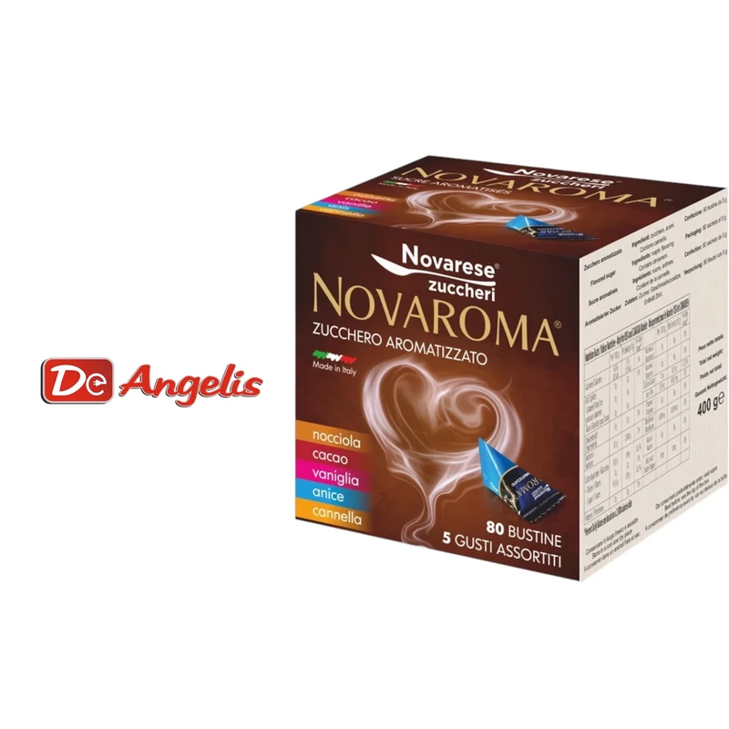 Novaroma 80 bustine zucchero aromatizzato in 5 gusti