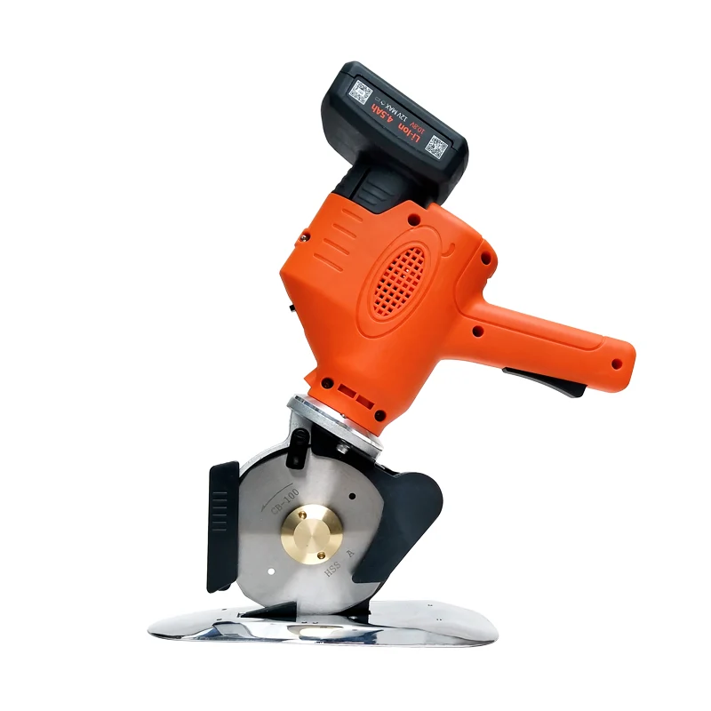 Taglierina a batteria Rotativa Professionale da banco EFFECI 100 – Forbice per Tessuti, Pelle e Cartone – senza fili Lama da 100mm, Affilatore Integrato 2 batterie incluse