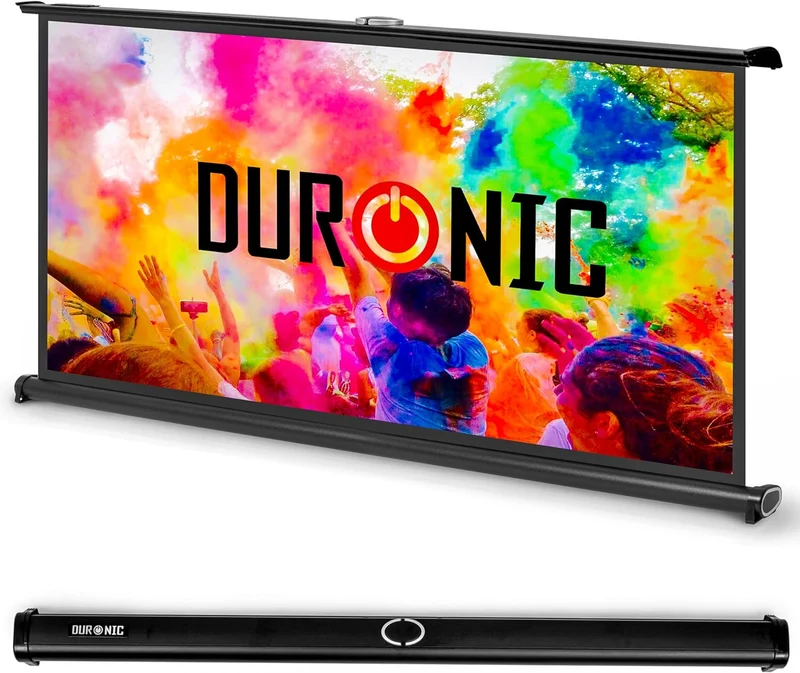 Duronic DPS40 /169 Schermo di proiezione 40 formato 16:9/89 x 50 cm Telo proiettore da tavolo per interni/esterni Full HD 3D 4K - Home cinema home theater ufficio| Montabile a parete o a soffitto