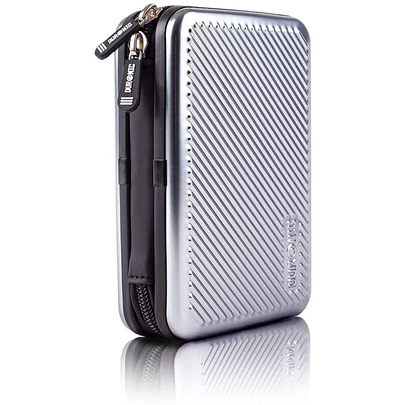 Duronic HDC3 SR Custodia rigida protettiva per disco rigido GPS carica batteria portatile | Borsa per dischi rigidi esterni 11 x 16 cm | Argento | Alluminio antiurto | Leggero e Compatto