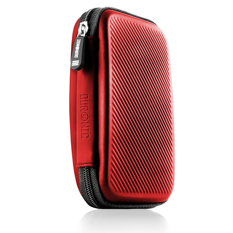 Duronic HDC2 RD Custodia per Hard Disk esterno, Compatibile con tutti i hard disk, Custodia portatile con scomparto per cavo renitente e leggero, Borsa protettiva antiurto, Rosso