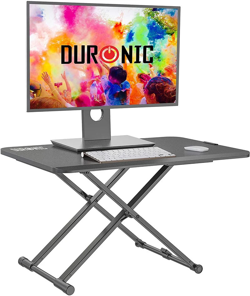 Duronic DM05D24 BK Postazione da Lavoro per Computer  Ampia piattaforma 74 x 47 cm  Altezza regolabile 5 a 40 cm  Scrivania regolabile per Monitor, tastiera, Laptop