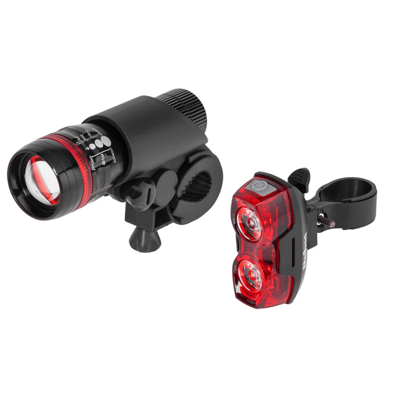 Set di luci per bicicletta Rebel, a batteria, luce anteriore e posteriore, URZ0910