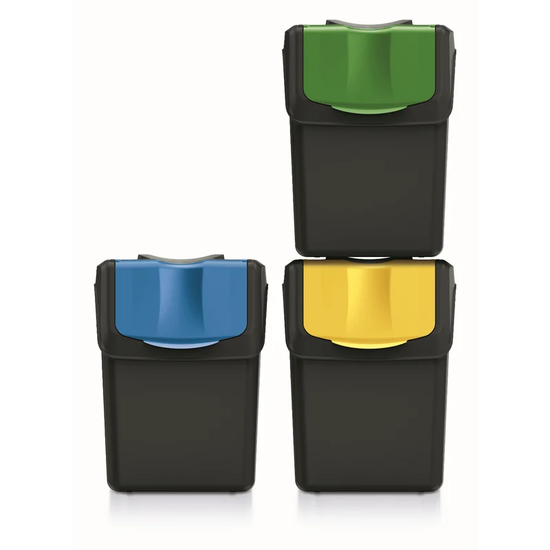 Keden Sortibox 3x20l Set di contenitori per la raccolta differenziata nero