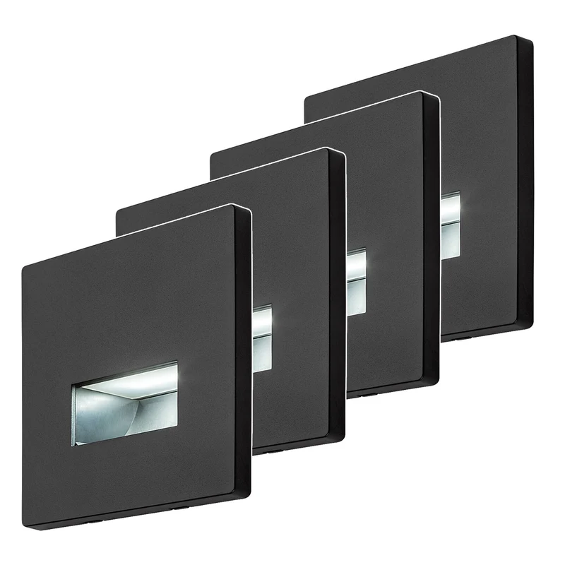 Lampada Lunca LED 1 W, IP20, nera, temperatura di colore regolabile a 3000, 4500, 6500 K, 77195, 4 pezzi