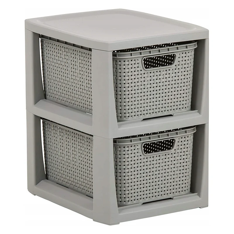Cassettiera BranQ, 2 cestini estraibili, grigio, Rattan 1727