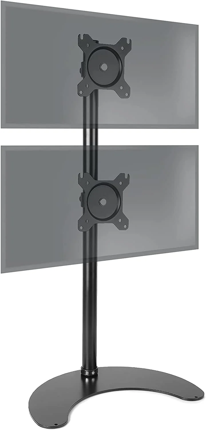 Duronic DM15D2V2 BK Doppio supporto monitor con base dappoggio | 2 schermi 13-32 | Altezza regolabile | Capacità 8 kg | VESA 75/100