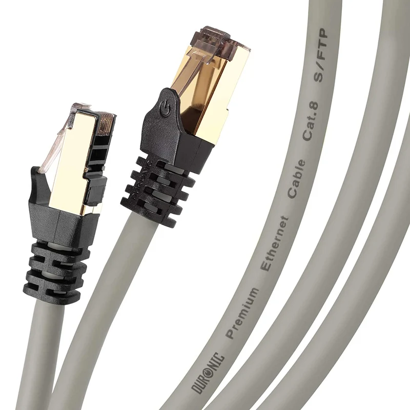 Duronic CAT8 GY 0,5 m | Cavo di Rete ethernet schermato S/FTP Grigio | Cavo ethernet Patch superveloce | Supporta fino a 2 GHz / 2000 MHz | Connettori RJ45 | Trasmissione dati 40 gigabit