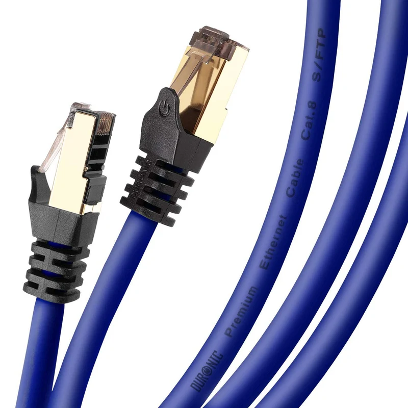 Duronic CAT8 BE 5 m | Cavo di Rete ethernet schermato S/FTP blu | Cavo ethernet Patch superveloce | Supporta fino a 2 GHz / 2000 MHz | Connettori RJ45 | Trasmissione dati 40 gigabit