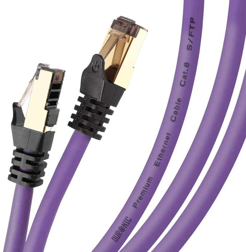 Duronic CAT8 PE 1,5 m | Cavo di Rete ethernet schermato S/FTP Viola | Cavo ethernet Patch superveloce | Supporta fino a 2 GHz / 2000 MHz | Connettori RJ45 | Trasmissione dati 40 gigabit