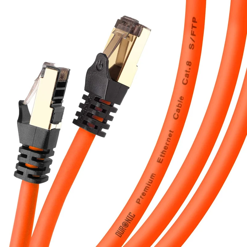 Duronic CAT8 OE 5 m | Cavo di Rete ethernet schermato S/FTP Arancione | Cavo ethernet Patch superveloce | Supporta fino a 2 GHz / 2000 MHz | Connettori RJ45 | Trasmissione dati 40 gigabit