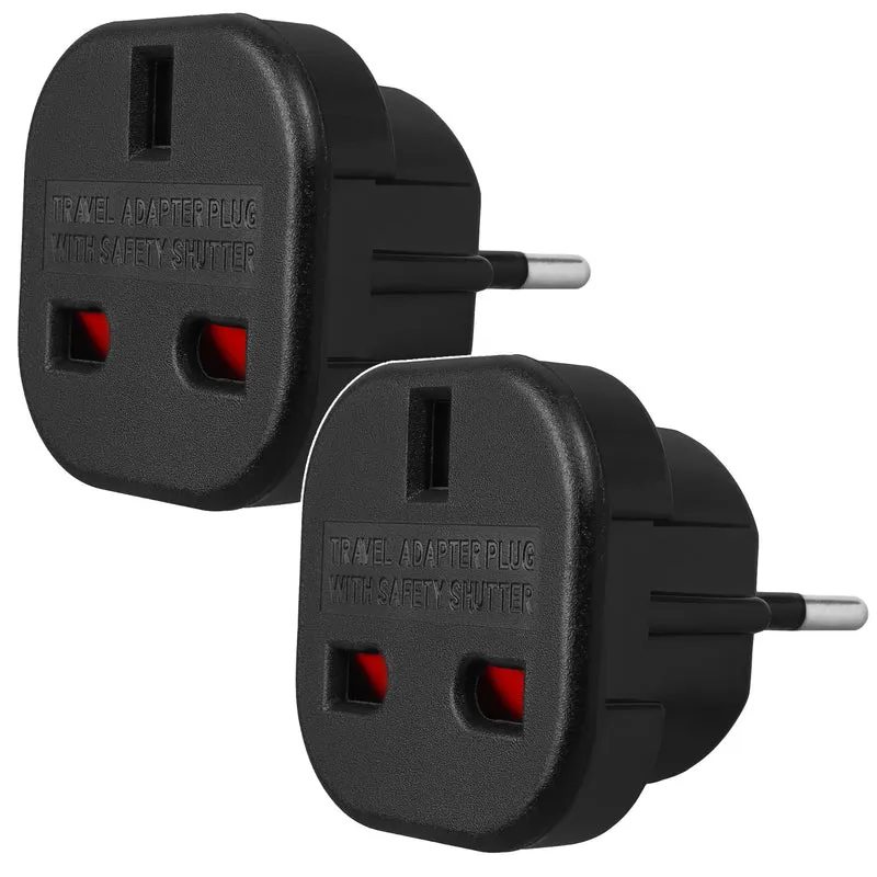 Adattatore da presa UK a spina EU Maclean, nero, MCE72, 2 pezzi