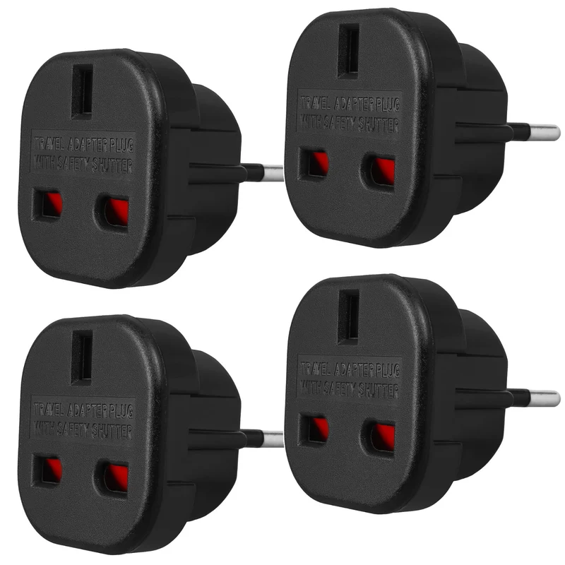 Adattatore da presa UK a spina EU Maclean, nero, MCE72, 4 pezzi