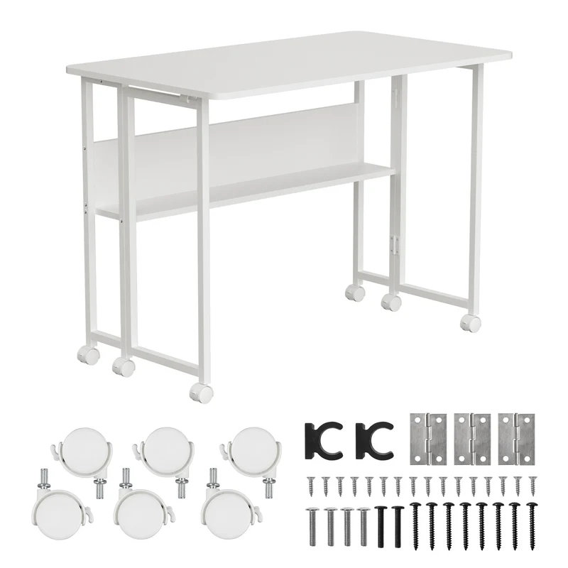 Tavolo pieghevole Maclean, bianco, mobile, piano 100x58cm, max. 50kg. 50 kg, MC-126 W