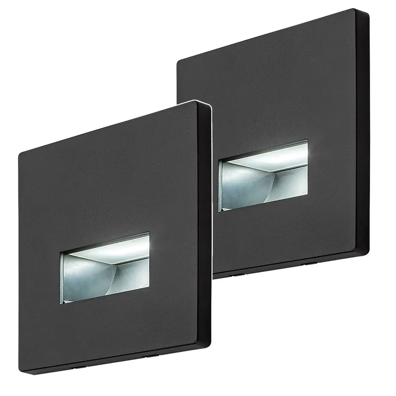 Lampada Lunca LED 1 W, IP20, nera, temperatura di colore regolabile a 3000, 4500, 6500 K, 77195, 2 pezzi