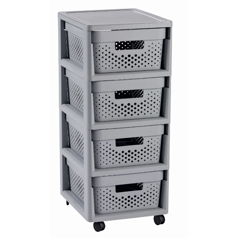Libreria 4x20 Infinity di Curver grigia, cassetti a 4 volumi