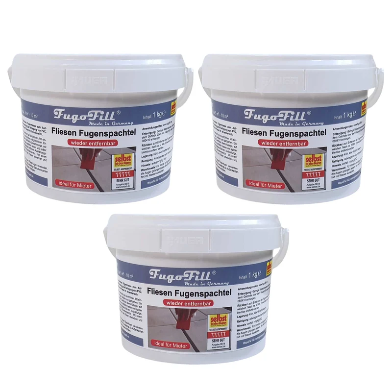 Massa rimovibile per fugare le piastrelle FugoFill, 3x1kg, grigio