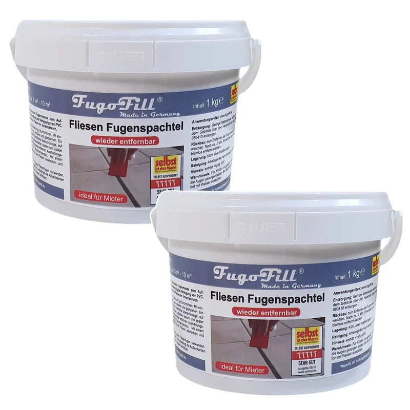 Massa rimovibile per fugare le piastrelle FugoFill, 2x1kg, grigio