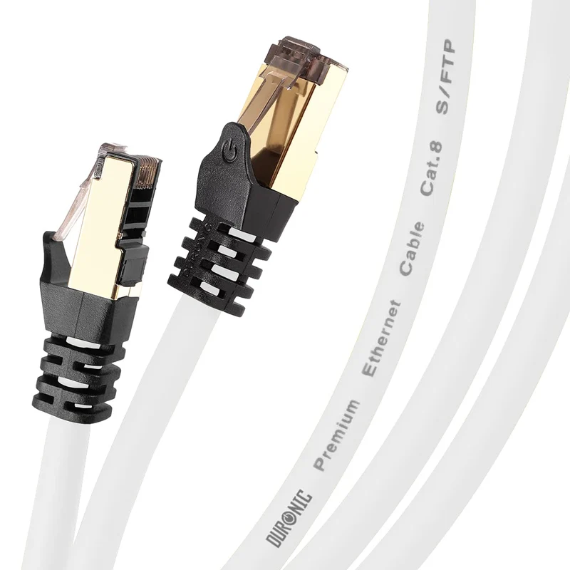 Duronic CAT8 WE 3 m | Cavo di Rete ethernet schermato S/FTP Bianco | Cavo ethernet Patch superveloce | Supporta fino a 2 GHz / 2000 MHz | Connettori RJ45 | Trasmissione dati 40 gigabit