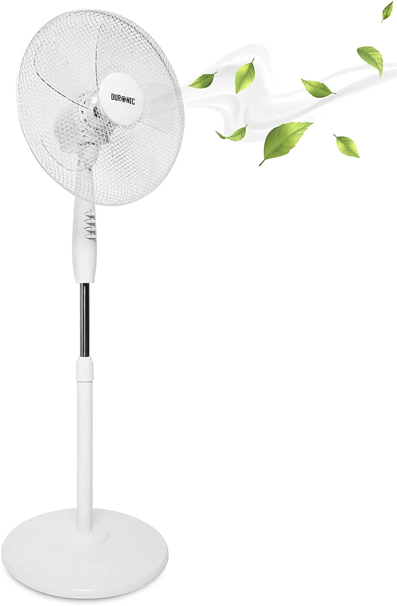 Duronic FN30 Ventilatore a piantana 60W | 3 velocità | 110 a 128 cm regolabile in altezza | 5 Pale ultra silenzioso e ventola oscillante | Base circolare | Motore potente | Ideale per uso notturno