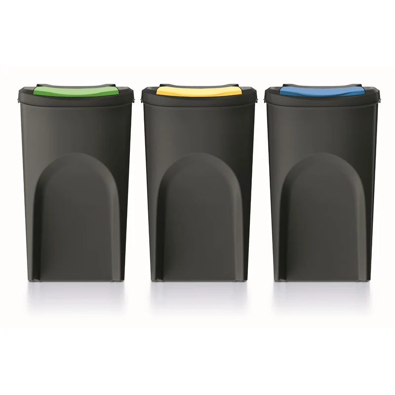 Keden Sortibox 3x35l Set di contenitori per la raccolta differenziata nero