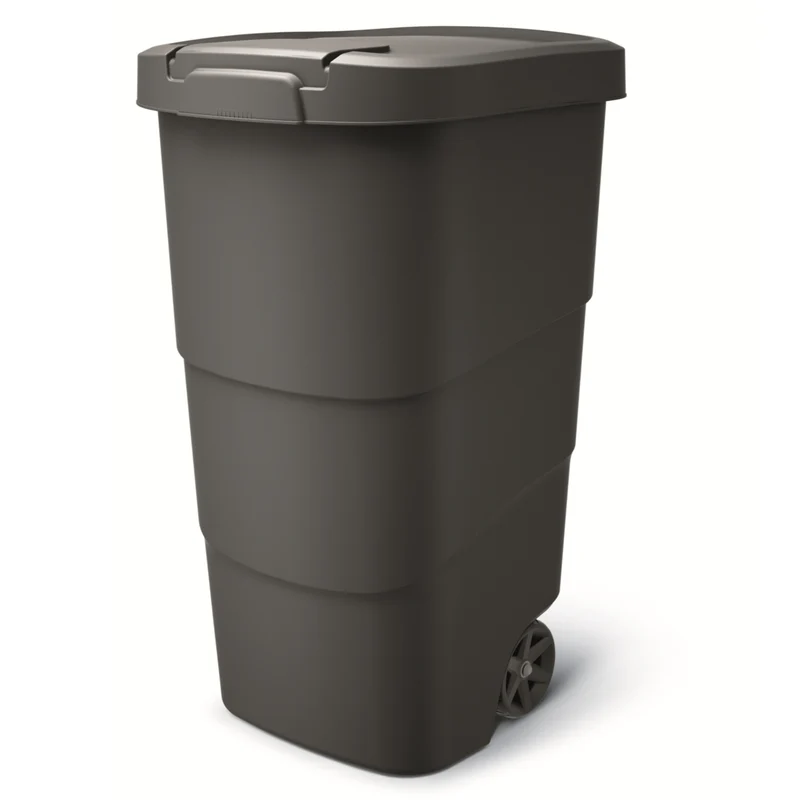 Wheeler 110L Cestino per rifiuti con ruote e coperchio Cestino per rifiuti Grande Pattumiera da giardino grande e universale in plastica (nero)