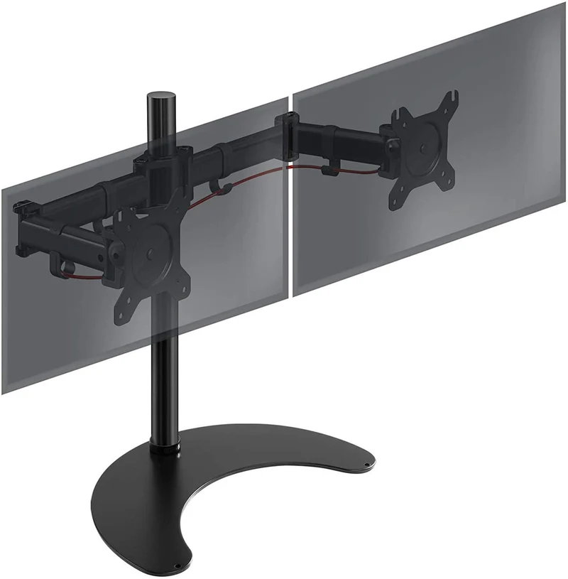 Duronic DM25D2 BK Supporto Monitor doppio per 2 schermi da 13-27 pollici, Braccio monitor PC ergonomico fino 8kg, VESA 75/100mm, regolabile altezza inclinazione girevole, per ufficio casa scuola, nero