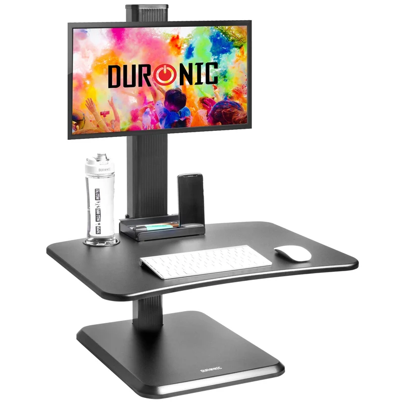 Duronic DM05D14 BKPostazione da lavoro per computer con ampia piattaforma 65 cm scrivania ufficio per pc monitor tastiera  altezza regolabile da 72 a 116 cm