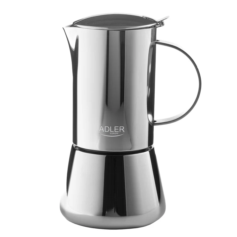 Caffettiera Adler, macchina per caffè espresso, capacità 620 ml, colore argento acciaio, AD 4417