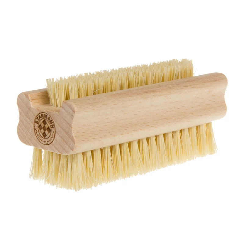 STARMANN Spazzola di legno per la pulizia delle mani e delle unghie + tampico (agave)