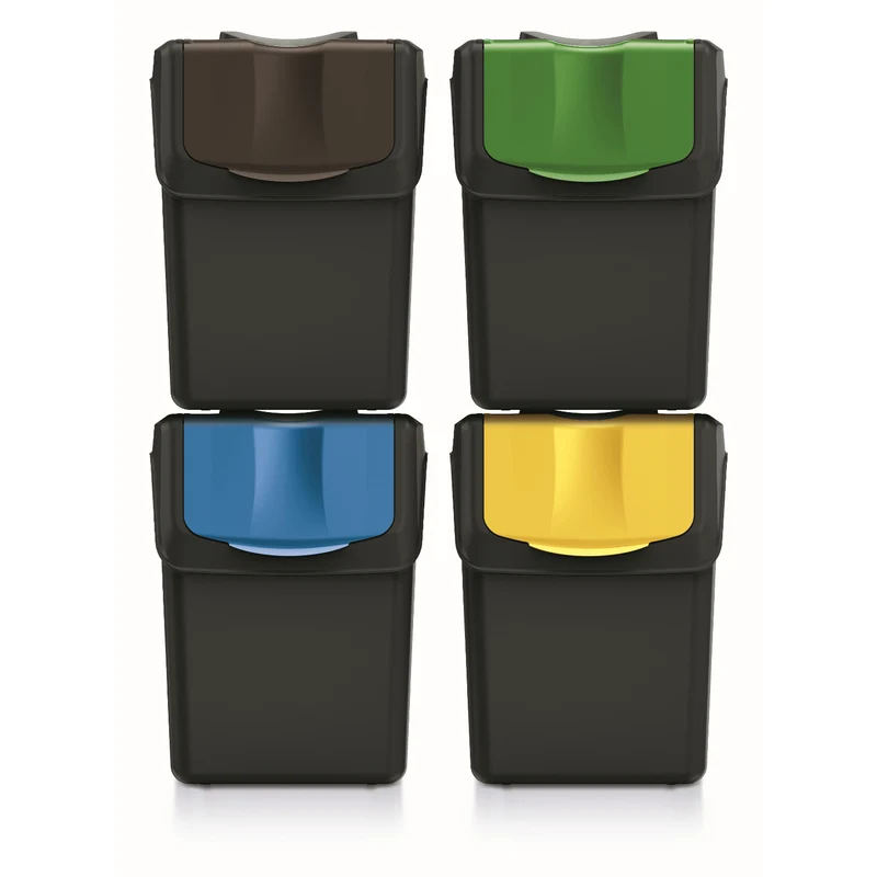 Keden Sortibox 4x20l Set di contenitori per la raccolta differenziata nero