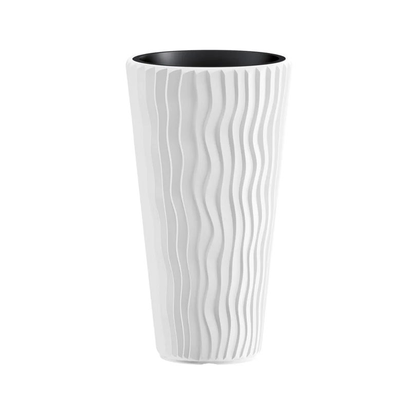 Vaso da fiori con inserto Prosperplast Sandy Slim DPSP400-S449 - bianco