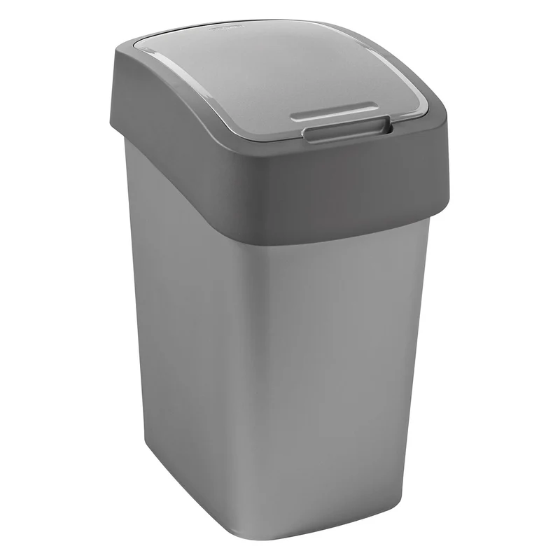 Cestino Cuver, per la raccolta differenziata, con coperchio, grigio, telaio argento, 25L, Flip Bin