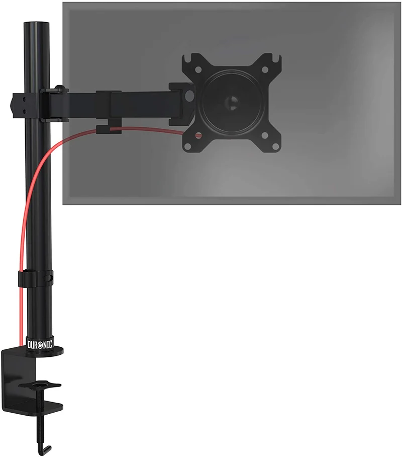 Duronic DM151X2 BK Supporto da scrivania per monitor 1332 | 8 kg con braccio estensore | Altezza regolabile | Inclinazione -15°/+15°, rotazione 180°, rotazione 360°| VESA 75/100