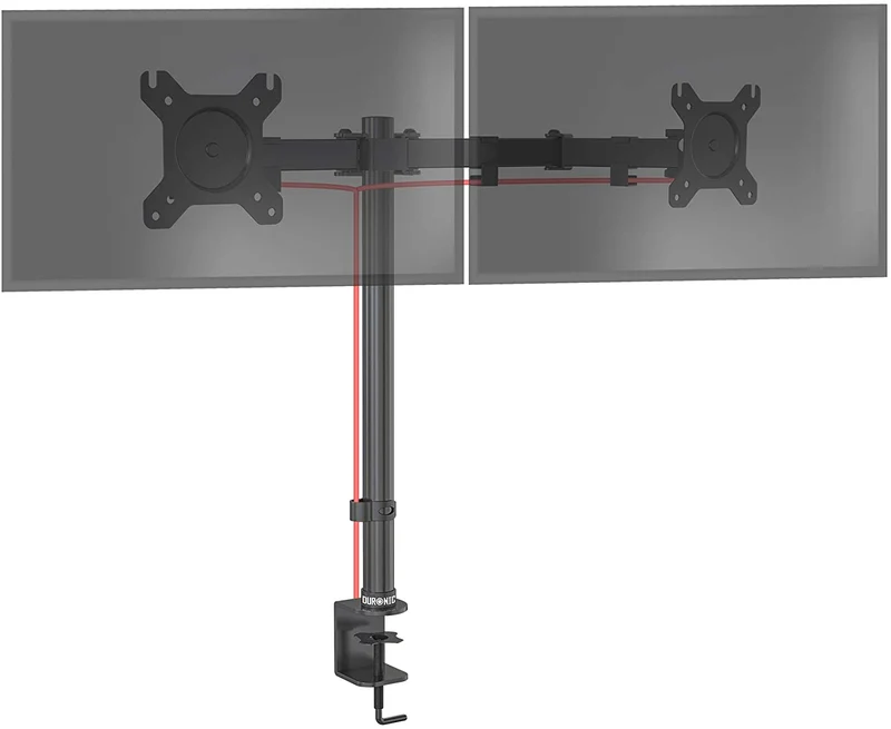 Duronic DM152 BK Supporto scrivania per 2 monitor 13-27 | 8 kg per braccio | Altezza regolabile | Inclinazione -15°/+15°, rotazione 180°, rotazione 360°| VESA 75/100